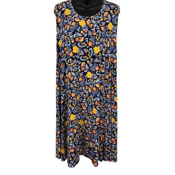 Style & Co Women Sleeveless Floral A-Line Dress Plus 2X Blue Yellow Shift New - Picture 1 of 8